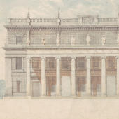 East façade perspective view with King’s College chapel: recto