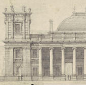 Sketch for east elevation with towers