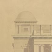 Principal design: perspective view of east front. 